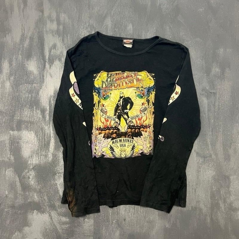 Vintage Harley Davidson Shirt Womens Medium Black 2000s Motor Queens‎